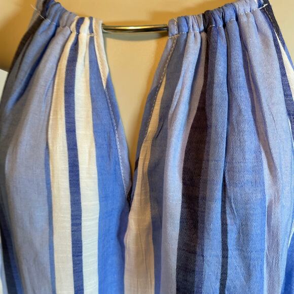 mlle gabrielle, Size 3X, Maxi Blue Striped Halter Dress - Picture 9 of 9